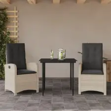 vidaXL 3részes világosszürke polyrattan kerti étkezőgarnitúra párnával kerti bútor