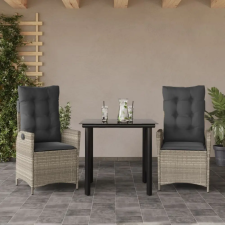 vidaXL 3részes világosszürke polyrattan kerti étkezőgarnitúra párnával kerti bútor