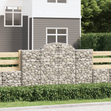 vidaXL 40 db íves horganyzott vas gabion kosár 200x30x120/140 cm kerti dekoráció