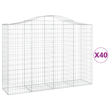 vidaXL 40 db íves horganyzott vas gabion kosár 200x50x140/160 cm (3145700) kerti tárolás