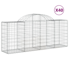 vidaXL 40 db íves horganyzott vas gabion kosár 200x50x80/100 cm (3146317) kerti tárolás