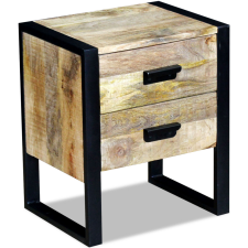 vidaXL 43x33x51 cm 2 fiókos tömör mangófa kis asztal ágy és ágykellék