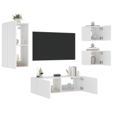 vidaXL 4 darab fehér falra szerelhető TV-szekrény LED-del bútor