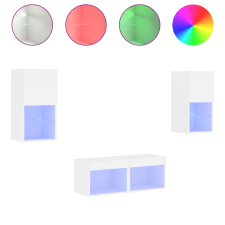 vidaXL 4 darab fehér falra szerelhető TV-szekrény LED-del (3216569) bútor