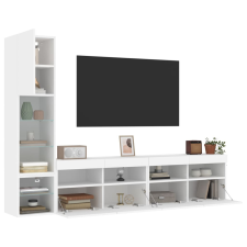 vidaXL 4 darab fehér szerelt fa fali TV-bútor LED-del bútor
