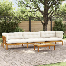 vidaXL 4 Darab Kerti raklapos kanapé egységek Tömör Akácfa Természetes kerti bútor