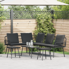 vidaXL 4 darabos kültéri kanapé szett párnákkal Fekete Poli Rattan kerti bútor