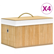 vidaXL 4 db bambusz tárolódoboz bútor