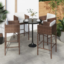 vidaXL 4 db barna polyrattan bárszék párnákkal bútor