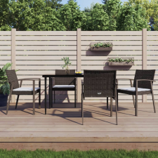 vidaXL 4 db barna polyrattan kerti szék párnával 56,5x57x83 cm kerti bútor