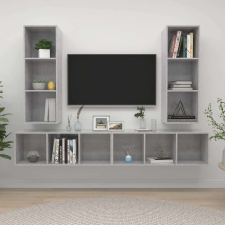 vidaXL 4 db betonszürke forgácslap falra szerelhető TV-szekrény bútor
