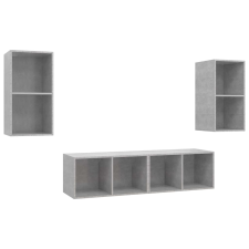 vidaXL 4 db betonszürke forgácslap falra szerelhető TV-szekrény (3079875) bútor