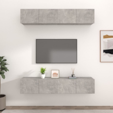 vidaXL 4 db betonszürke szerelt fa fali TV-szekrény 80 x 30 x 30 cm bútor