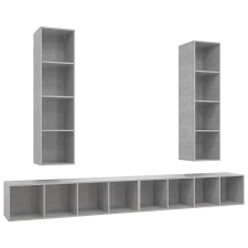 vidaXL 4 db betonszürke szerelt fa falra szerelhető TV-szekrény (3079893) bútor
