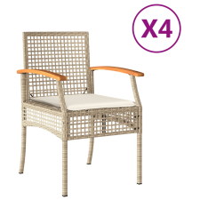 vidaXL 4 db bézs polyrattan és akácfa kerti szék párnákkal (366253) kerti bútor