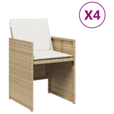 vidaXL 4 db bézs polyrattan kerti szék párnával (4007439) kerti bútor