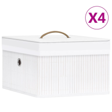 vidaXL 4 db fehér bambusz tárolódoboz bútor