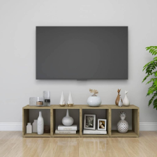 vidaXL 4 db fehér és tölgyszínű forgácslap TV-szekrény 37 x 35 x 37 cm bútor