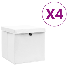 vidaXL 4 db fehér fedeles tárolódoboz 28 x 28 x 28 cm bútor