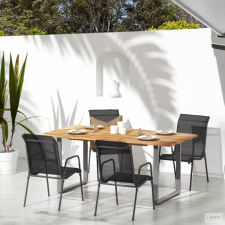 vidaXL 4 db fekete acél és textilén kerti szék kerti bútor