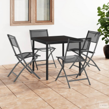 vidaXL 4 db fekete acél és textilén összecsukható kültéri szék kerti bútor