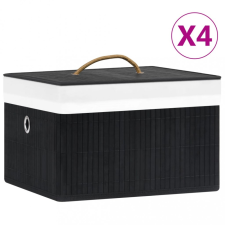vidaXL 4 db fekete bambusz tárolódoboz bútor