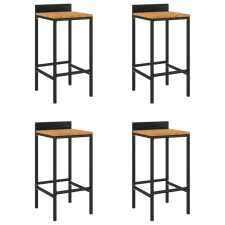 vidaXL 4 db fekete polyrattan és tömör akácfa bárszék (362604) bútor