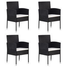 vidaXL 4 db fekete polyrattan kerti szék kerti bútor