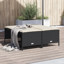 vidaXL 4 db fekete polyrattan kerti szék párnákkal kerti bútor