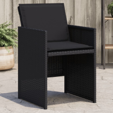 vidaXL 4 db fekete polyrattan kerti szék párnával kerti bútor