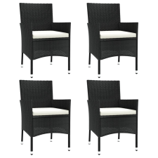 vidaXL 4 db fekete polyrattan kerti szék párnával (316688) kerti bútor
