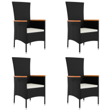 vidaXL 4 db fekete polyrattan kerti szék párnával (319527) kerti bútor