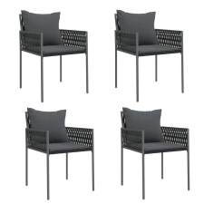 vidaXL 4 db fekete polyrattan kerti szék párnával 54x61x83 cm (3187089) kerti bútor