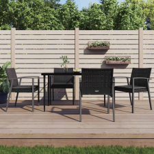 vidaXL 4 db fekete polyrattan kerti szék párnával 56,5x57x83 cm kerti bútor