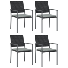 vidaXL 4 db fekete polyrattan kerti szék párnával 56x62,5x89 cm (3187081) kerti bútor