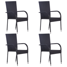 vidaXL 4 db fekete rakásolható polyrattan kültéri szék (310084) kerti bútor