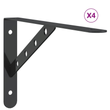vidaXL 4 db fekete rozsdamentes acél polctartó 30x2,5x15,5 cm (30304) bútor