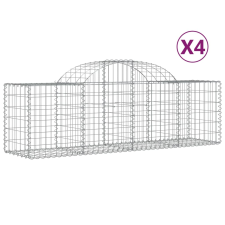 vidaXL 4 db íves horganyzott vas gabion kosár 200x50x60/80 cm (3146280) kerti tárolás