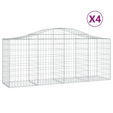 vidaXL 4 db íves horganyzott vas gabion kosár 200x50x80/100 cm (3145621) kerti tárolás