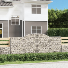 vidaXL 4 db íves horganyzott vas gabion kosár 300x50x120/140 cm kerti tárolás