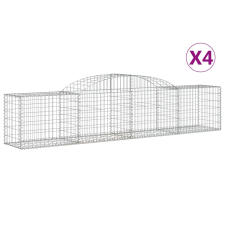 vidaXL 4 db íves horganyzott vas gabion kosár 300x50x60/80 cm (3146667) kerti tárolás