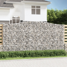 vidaXL 4 db íves horganyzott vas gabion kosár 400x30x200/220 cm kerti dekoráció