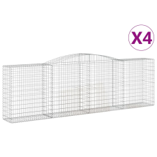 vidaXL 4 db íves horganyzott vas gabion kosár 400x50x120/140 cm (3147011) kerti tárolás