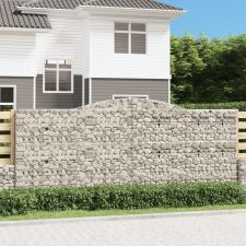 vidaXL 4 db íves horganyzott vas gabion kosár 400x50x160/180 cm kerti tárolás