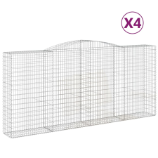 vidaXL 4 db íves horganyzott vas gabion kosár 400x50x180/200 cm (3147050) kerti tárolás