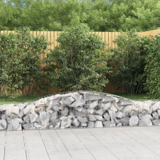 vidaXL 4 db íves horganyzott vas gabion kosár 400x50x40/60 cm kerti dekoráció