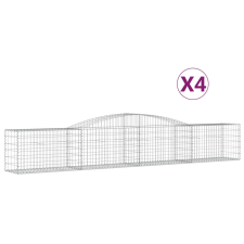 vidaXL 4 db íves horganyzott vas gabion kosár 400x50x60/80 cm (3146972) kerti tárolás