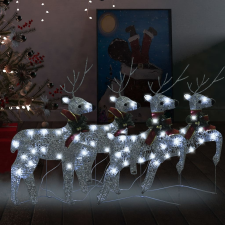 vidaXL 4 db karácsonyi rénszarvas 80 ezüstszínű LED-del karácsonyfa izzósor
