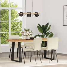 vidaXL 4 db krémszínű bársony étkezőszék bútor