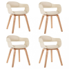 vidaXL 4 db krémszínű műbőr és hajlított fa étkezőszék